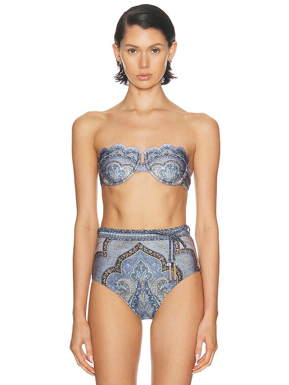 【TOP32】トロピカルビーチ Zimmermann Wanderlust Scallop Balconette Bikini Top in Tapestry
