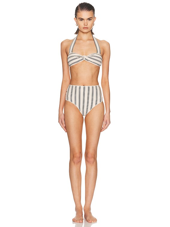Zimmermann Daylight Twist Knit Bikini Set in Cream & Black | FWRD