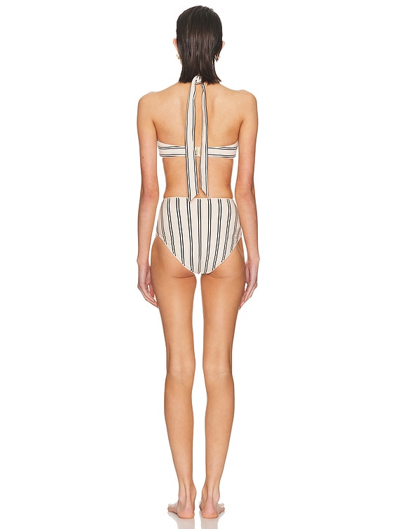 Zimmermann Daylight Twist Knit Bikini Set in Cream & Black | FWRD
