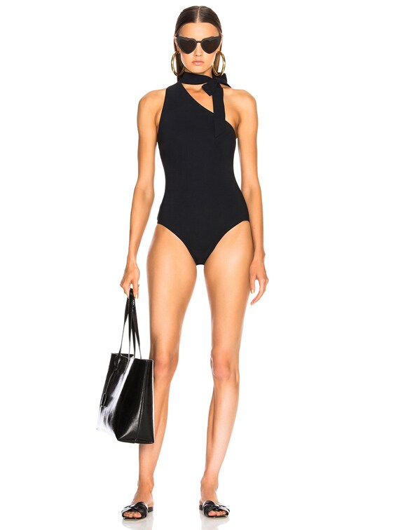 Zimmermann Jaya Tie Neck Swimsuit in Black | FWRD