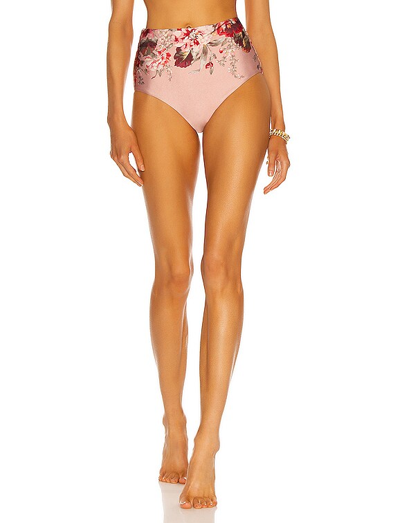 Zimmermann Cassia High Waisted Bikini Bottom in Musk Floral | FWRD