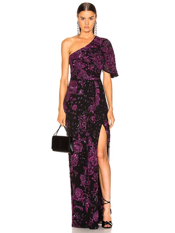 open lace back dress Chic Sheath/Column One Shoulder Grape Long Prom Dresses Rhinestone Eve –  SELINADRESS