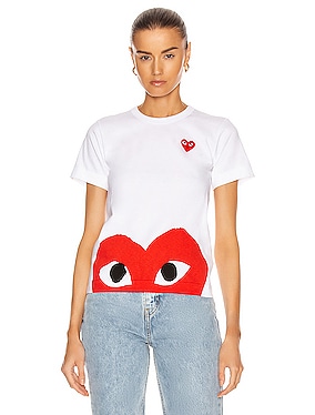Comme Des Garcons PLAY Red Heart Tee in Pink | FWRD