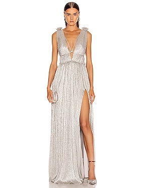 Plisse Lame Maxi Dress