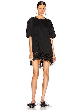Feather Hem T-Shirt Dress