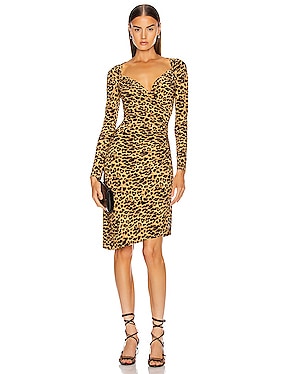 Long Sleeve Sweetheart Side Drape Dress