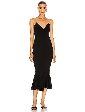 black fishtail dress