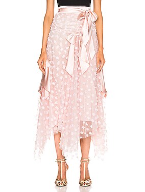Embroidered Bow Skirt in Pink