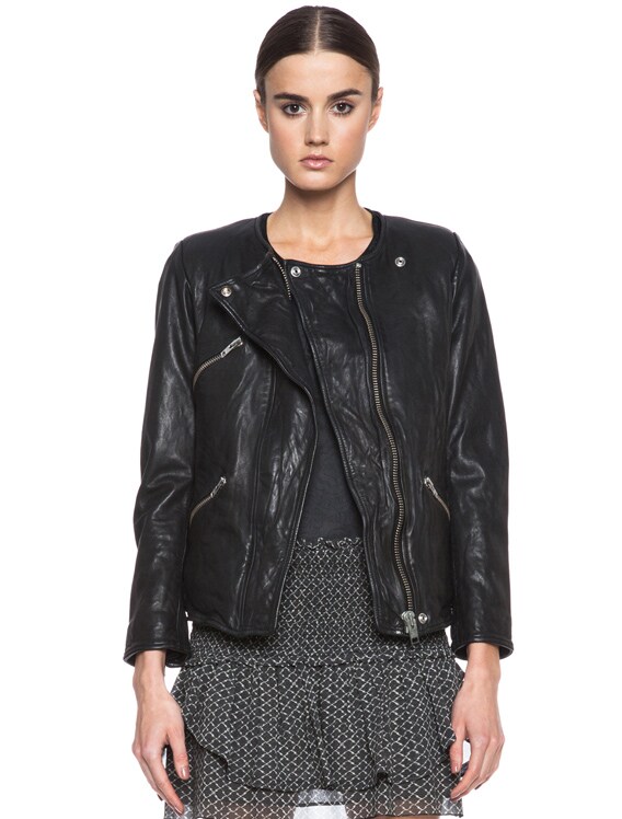 Isabel Marant Etoile Bradi Washed Lambskin Leather Jacket in Black | FWRD