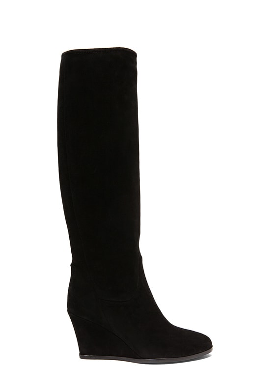 Lanvin Suede Wedge Boots in Black | FWRD