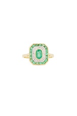 23CARAT Target Deco Ring in 9k Yellow Gold, Diamond, & Emerald, view 1, click to view large image.