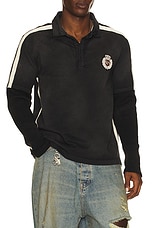 424 Academy Polo Double Sleeve Thermal in Vintage Black | FWRD