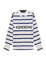 4SDESIGNS Rugby Shirt in Off White & Navy, view 1, click to view large image.