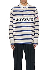 4SDESIGNS Rugby Shirt in Off White & Navy, view 4, click to view large image.