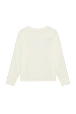 4SDESIGNS Long Sleeve Woven T-shirt in Off White, view 2, click to view large image.