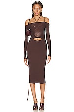 Andreadamo Ribbed Knit Midi Dress in Nude, view 1, click to view large image.