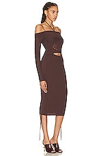 Andreadamo Ribbed Knit Midi Dress in Nude, view 2, click to view large image.