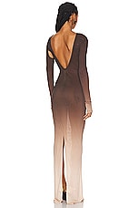 Andreadamo Destroyed Strass Jersey Long Dress in Nudes Degrade, view 3, click to view large image.