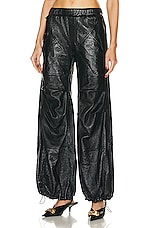 Andreadamo Wet Leather Cargo Pant in Wet Black, view 1, click to view large image.