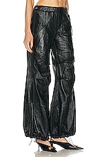 Andreadamo Wet Leather Cargo Pant in Wet Black, view 2, click to view large image.