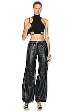 Andreadamo Wet Leather Cargo Pant in Wet Black, view 4, click to view large image.