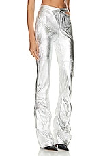 Andreadamo Wet Leather Pleat Pant in Wet Chrome, view 2, click to view large image.