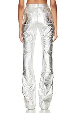 Andreadamo Wet Leather Pleat Pant in Wet Chrome, view 4, click to view large image.