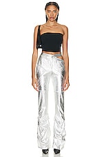 Andreadamo Wet Leather Pleat Pant in Wet Chrome, view 5, click to view large image.