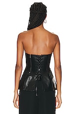 Andreadamo Wet Leather Corset in Wet Black, view 3, click to view large image.