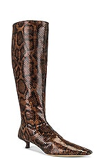 Arielle Baron Odessa Boot in Mahogany Printed Python, view 2, click to view large image.