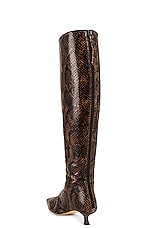 Arielle Baron Odessa Boot in Mahogany Printed Python, view 3, click to view large image.