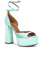 Arielle Baron Dolce Heel in Aqua Satin, view 2, click to view large image.