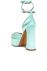 Arielle Baron Dolce Heel in Aqua Satin, view 3, click to view large image.