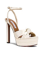 Aquazzura Cupid 130 Plateau Sandal in White, view 2, click to view large image.