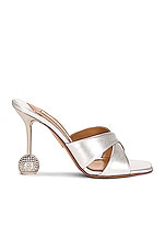 Aquazzura 10th Anniversary Yes Darling 95 Mule in Silver, view 1, click to view large image.