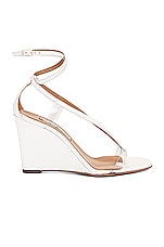 Aquazzura Illusions Plexi 85 Wedge Sandal in White, view 1, click to view large image.