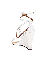 Aquazzura Illusions Plexi 85 Wedge Sandal in White, view 3, click to view large image.