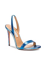 Aquazzura So Nude 105 Sandal in Sky Blue, view 2, click to view large image.