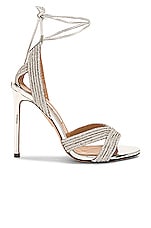 Aquazzura Ari Crystal 105 Sandal in Silver, view 1, click to view large image.