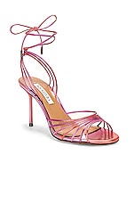 Aquazzura Call Me 85 Sandal in Shocking Pink, view 2, click to view large image.