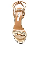 Aquazzura Wow 95 Wedge Sandal in Light Gold, view 4, click to view large image.