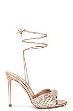 Aquazzura Metal Twist 105 Sandal in Satin Gold, view 1, click to view large image.