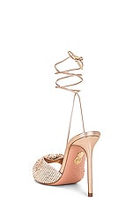 Aquazzura Metal Twist 105 Sandal in Satin Gold, view 3, click to view large image.