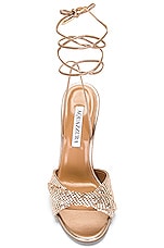 Aquazzura Metal Twist 105 Sandal in Satin Gold, view 4, click to view large image.