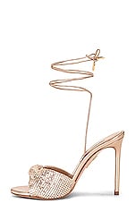 Aquazzura Metal Twist 105 Sandal in Satin Gold, view 5, click to view large image.