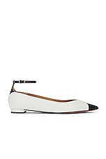 Aquazzura Pinot Ballet Flat in White & Black, view 1, click to view large image.