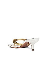 Aquazzura Essential 50 Sandal in White & Gold, view 3, click to view large image.