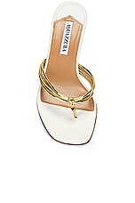 Aquazzura Essential 50 Sandal in White & Gold, view 4, click to view large image.
