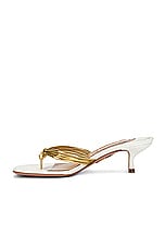 Aquazzura Essential 50 Sandal in White & Gold, view 5, click to view large image.