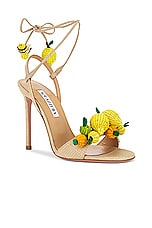 Aquazzura Citrus Punch 105 Sandal in Lino, view 2, click to view large image.